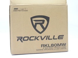 x2 Rockville RKL80MW 8&quot; 900 Watt White 2-Way Marine Boat Speakers w/LED&#39;... - $64.47