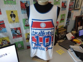 Vintage 80&#39;s Washington Bullets Manute Bol NBA promo t shirt jersey Tank Top M - £100.98 GBP