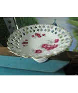  GERMAN ANTIQUE FOOTED FLORAL CERAMIC DISH LACED BORDERS CENTERPIECE 4 X... - £67.42 GBP
