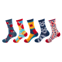Anysox 5 Pairs One Size 5-11 Mixed Color Set Christmas Cotton Socks Mosaic  - £23.51 GBP