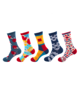 Anysox 5 Pairs One Size 5-11 Mixed Color Set Christmas Cotton Socks Mosaic  - €25,55 EUR