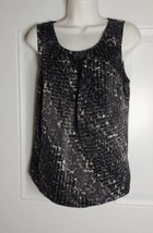 Apt 9 Sleeveless Black Gray Gathered Neckline Silky Tunic Top Blouse Size PMed - £7.46 GBP