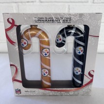 Pittsburgh Steelers Christmas Ornament Glass Candy Canes 2 Pack Black Gold  - £13.09 GBP
