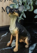 Sitting Lifelike Adorable Deer Head Black and Tan Chihuahua Puppy Dog Figurine - £9.58 GBP