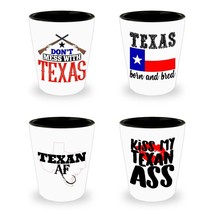 Set of 4 Texas Shot Glass Lone Star State Texan Pride Funny Shotglasses Ceramic - £36.08 GBP