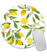 Watercolor Lemon Painting Art round Mouse Pad, Lemon Fruits with Flowers... - £9.27 GBP