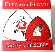 Fritz &amp; Floyd Essentials Merry Christmas 2 Nested Trays Santa Snowman With Box - £8.69 GBP