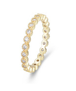 18k Gold Plated Beautiful Round CZ Beads Borders Eternity Ring Wedding J... - £42.28 GBP
