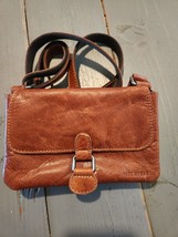 Jack Georges Voyager Brown Buffalo Leather Mini Crossbody Bag Purse #7610 - $48.49