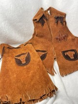 Vintage suede Cowgirl vest and skirt brown Costume Unsure Of Size Western - $46.74