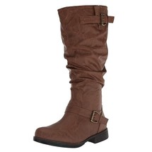 Journee Collection Womens 7.5 M WC Brown Slouch Flat Zip Up Riding Boots... - £25.68 GBP