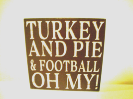 Football wood block Sign - Turkey, pie and Football - £22.49 GBP
