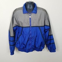 Wilson Windbreaker Jacket Size Medium Color Block Blue Gray Full Front Zipper - £19.41 GBP
