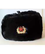 Authentic Russian Ushanka Military Hat Black Soviet Army Badge Size L ( ... - $34.82