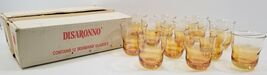 P) Rare Vintage Set of 12 Amber Disaronno Amaretto Liqueur Glasses - $98.99