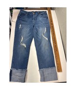 1822 Denim Taylor Distressed Cuffed Jeans Cropped Womens Rolled Hem Size 10 - $24.95