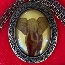 Unique Retro Brass Finish Elephant Pendant and 16&quot; Drop Chain Unmarked - £19.46 GBP