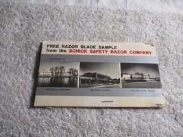 Vintage Schick Post Card Mailer With Sample Stainless Steel Razor Blade 1950’s - $22.76