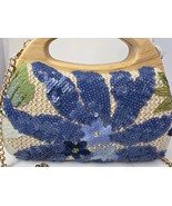 NWT Haute Hippie Sequin Purse Wood Handle Detachable shoulder gold chain... - $976.62 MXN