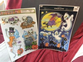 lot of 2 Halloween Window Clings  Glittery Skeletons, Ghosts, Decorations Static - £3.98 GBP