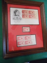 9 Three Cent Stamps-Framed under Glass CLARA BARTON First Day Issue - $27.31