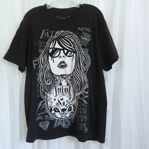 FATAL CREW Black Graphic T-Shirt Cotton Short Sleeve Alternative Lifesty... - $34.19