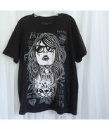 FATAL CREW Black Graphic T-Shirt Cotton Short Sleeve Alternative Lifesty... - $46.90 CAD