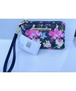 Betsey Johnson Double Zip Wristlet/Pouch Black &amp; Floral Print XOTALLI - $67.90 CAD