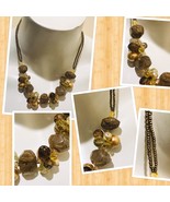 Essence Made In The Usa Beaded Necklace granite glass brown black earthy... - £30.54 GBP