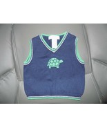Janie and Jack Layette Navy Blue Turtle V-Neck Sweater Vest Size 3/6 Mon... - $346.96 MXN