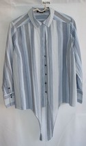 ROMAN&#39;S WHITE BLUE GREY 100% COTTON LONG SLEEVE BUTTON FRONT SZ 16W #8698 - £7.19 GBP