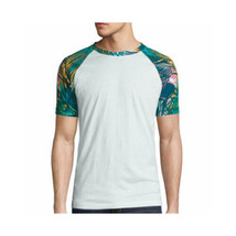 Arizona Men&#39;s Short Sleeve Crew Neck T-Shirt Green Palm Print Size X-Lar... - $13.35