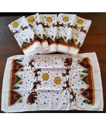 Christmas Dish Towel 6 Piece 100% Cotton Reindeer Sleigh 14.5x24.5 - $32.52