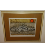 MID CENTURY ABSTRACT BRUTALIST CITYSCAPE LITHOGRAPH SIGNED DATED MATTED ... - $2,395.00