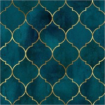 Haokhome 96034 Peel And Stick Wallpaper Graphic Trellis Emerald/Sapphire - £27.23 GBP