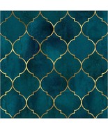 Haokhome 96034 Peel And Stick Wallpaper Graphic Trellis Emerald/Sapphire - £27.08 GBP