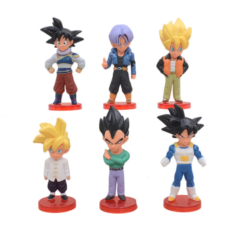 6pcs/Lot Dragon Ball GT Super Saiyan 4 Son Goku Vegeta Son Gohan Trunks Figures - £16.54 GBP