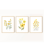 Yellow flowers wall prints, Wildflower Prints, Yellow wall art prints, s... - £1.12 GBP