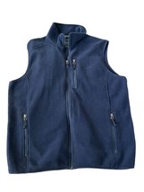 LL Bean Vest Mens Large Navy Blue Fleece Full Zip Pockets Solid - £18.64 GBP