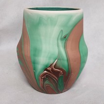 Mt Rushmore Pottery Vase Green Brown - £21.54 GBP