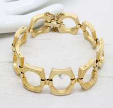 Vintage Gold Plated Modernist Brutalism Open Work Link BRACELET Jewellery - $24.06