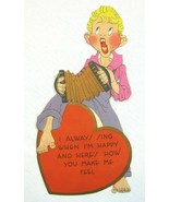 Vintage Valentine Card Barefoot Country Boy Hillbilly Sing Play Accordio... - £7.86 GBP