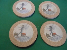 Great Collectible Absorbent Stone Set of 4 COASTERS..Lighthouse design - £19.23 GBP