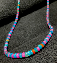 Natural Ethiopian Fire Opal Semi Dyed Multicolor Bead Gemstone Necklace - £154.65 GBP