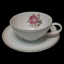 Vintage Fine China Of Japan Cup &amp; Saucer Imperial Rose #6702 Pattern Pink White - £9.74 GBP