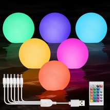 Floating Pool Lights Rechargeable: 6Pack Pool Led Ball Lights With Remote, Ip68  - £55.03 GBP