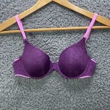 Victoria Secret Uplift Semi Demi Push Up Bra Purple Plunge Padded Underwire 34B - £13.28 GBP