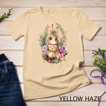 Happy Bunny Flower Graphic Girls Easter Bunny Rabbit Women Unisex T-shirt123431 - £11.76 GBP+