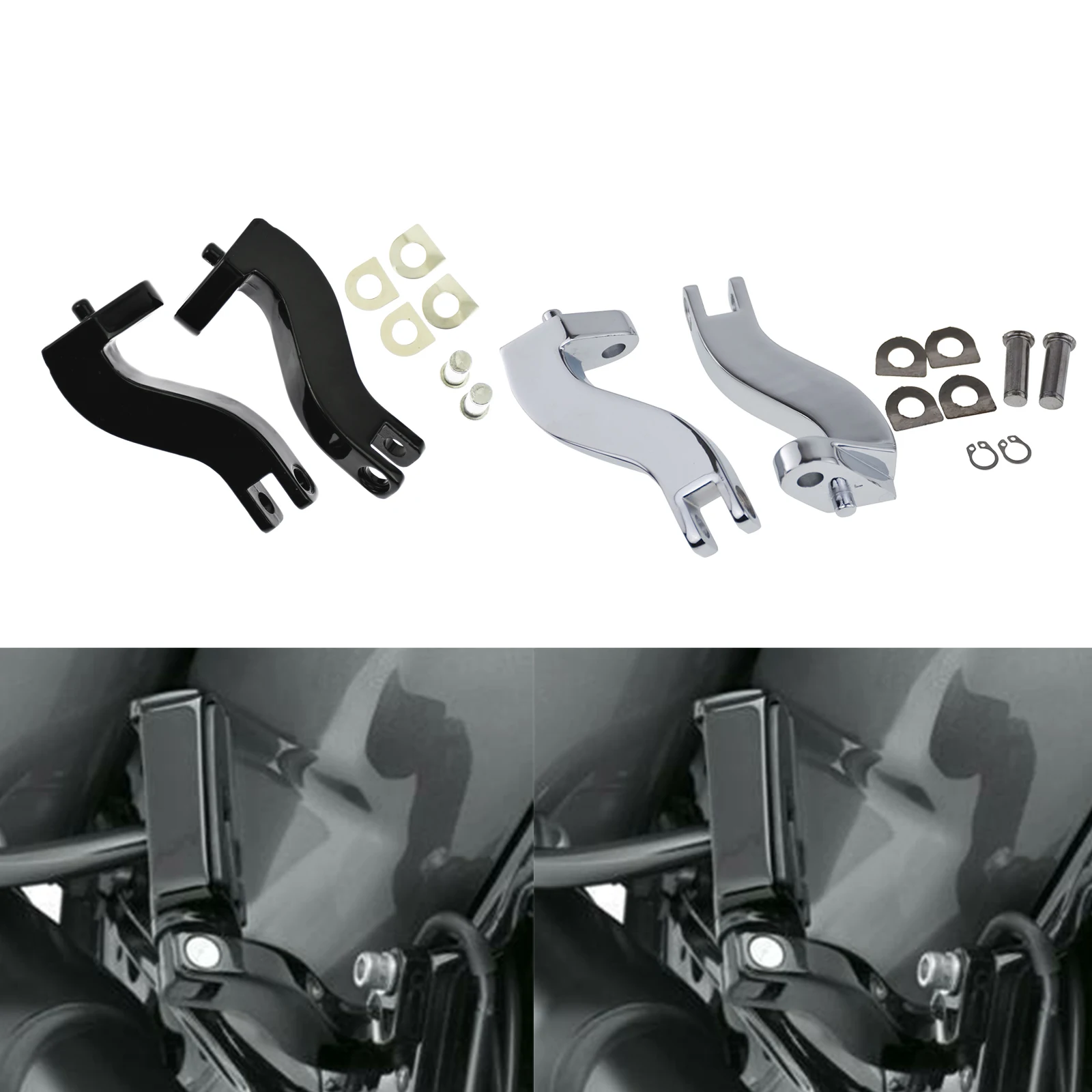 Motorcycle Rear Passenger Footpeg Mounting Kit Black/Chrome For Harley Touring - £34.07 GBP