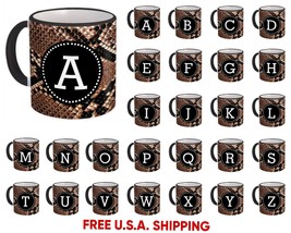 Alphabet Mugs A-Z Letters Initials Monogram Name Cups Snake Animal Print Gift - £12.41 GBP